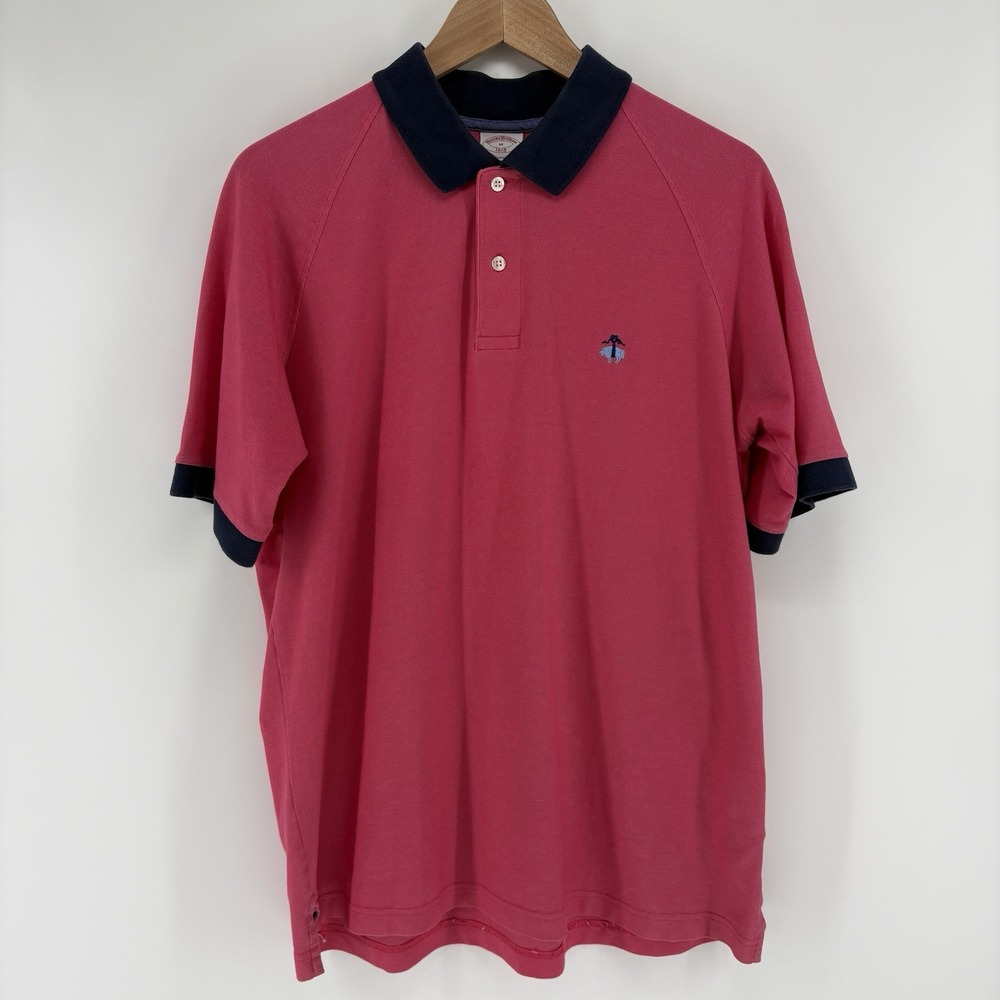 Brooks Brothers Polo Shirt Mens M Performance 1818 2 Tone Pink Pima Cotton